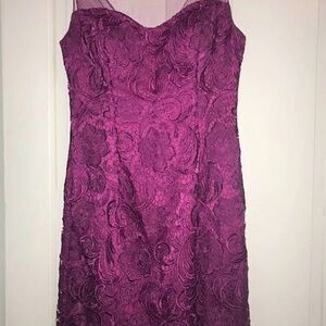 Adrianna Papell Strapless Plum Floral Lace Dress